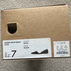 J. Crew Sueded Zoe D'Orsay Flats - Black size 7